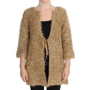 PINK MEMORIES Textured Knit Cardigan 34 Sleeve VNeck Women Beige Sweaters